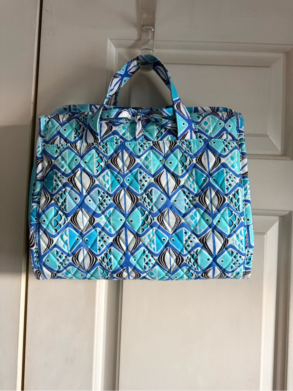 Vera Bradley Aqua & Navy Quilted Travel Tote